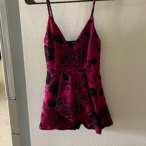 Red floral mini dress